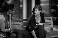 Queen Street Auckland city, black and white photo by Mike Wheelton